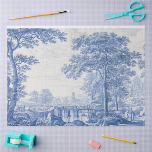 Blue Toile French Decoupage Artwork Tissuepapier (Craft)