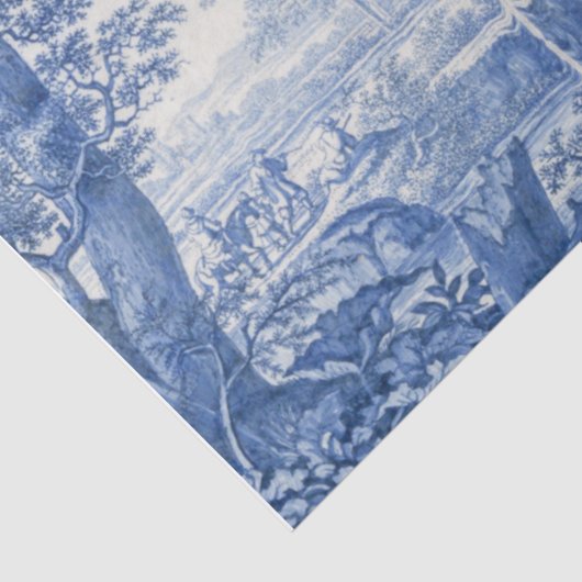 Blue Toile French Decoupage Artwork Tissuepapier (Detail)