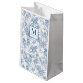 Blue Toile French Monogram Klein Cadeauzakje (Achterkant Gekanteld)