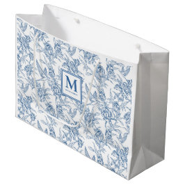 Blue Toile French Monogram Name Groot Cadeauzakje