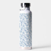 Blue Toile French Monogram Name Waterfles (Rechts)