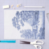 Blue Toile  French Pastoral Bridge Boat I Tissuepapier (Craft)