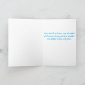 Blue Toile Holiday Card with Winter Wreath Kaart (Binnen)