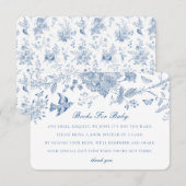 Blue Toile Jouy Boeken voor Baby Invitation Insert Informatiekaartje (Voorkant / Achterkant)