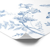 Blue Toile Jouy Floral Baby Sprinkle Welkom Teken Poster (Hoek)