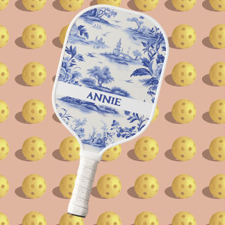 Blue Toile Jouy Gepersonaliseerde Pickleball Paddl Paddle