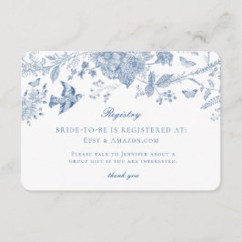 Blue Toile Jouy Registry Kaart Invitation Insert