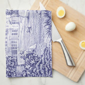 Blue Toile Kitchen Towel - Frans country decor Theedoek (Quarter Fold)