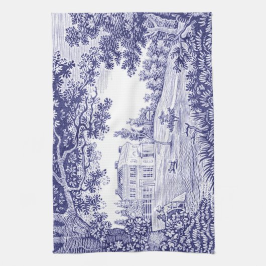 Blue Toile Kitchen Towel - Frans country decor Theedoek (Verticaal)