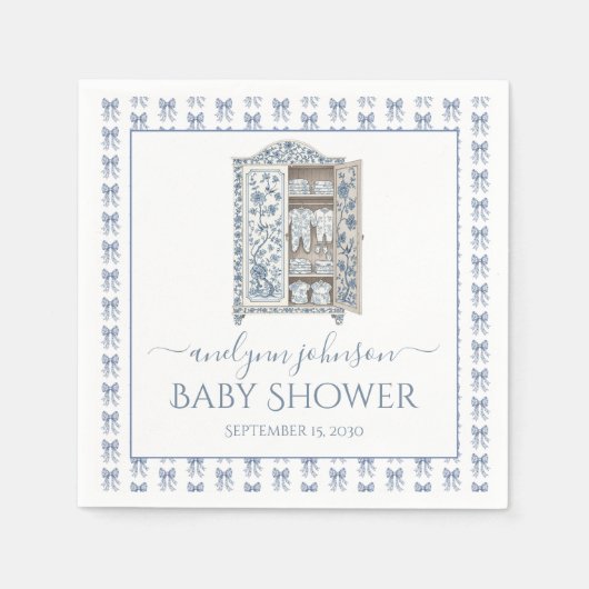 Blue Toile Layette Baby shower Servet (Voorkant)