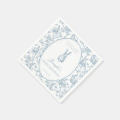 Blue Toile Little Bunny Easter Baby Boy Shower Servet (Hoek)