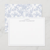 Blue Toile Minimalist Border Note Kaart (Voorkant / Achterkant)