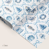 Blue Toile Nutcracker Wrapping Paper Christmas Cadeaupapier