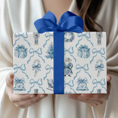 Blue Toile Nutcracker Wrapping Paper Christmas Cadeaupapier