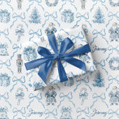 Blue Toile Nutcracker Wrapping Paper Christmas Cadeaupapier