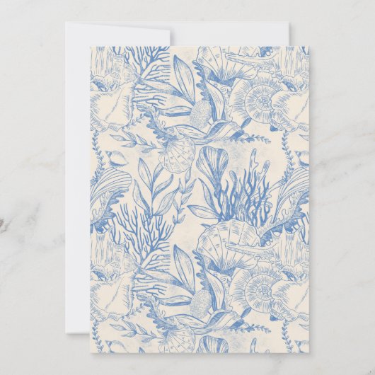 Blue toile oceaan thema Vrijgezellenfeest Kaart (Achterkant)