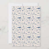 Blue toile Ocean Bridal Shower Invitation Kaart (Achterkant)