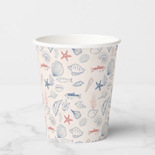 Blue toile Ocean Papieren Bekers (Voorkant)