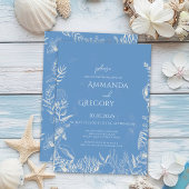 Blue Toile Ocean thema bruiloft uitnodiging