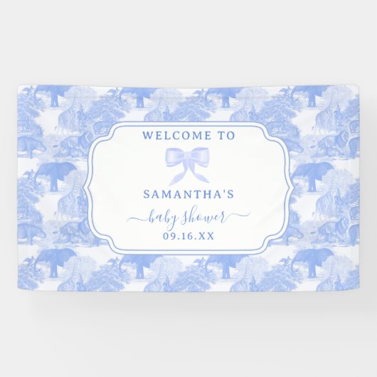 Blue Toile Oerwoud Animals Safari Chinoiserie Baby Spandoek (Horizontaal)