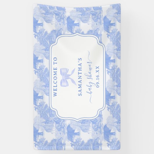 Blue Toile Oerwoud Animals Safari Chinoiserie Baby Spandoek (Verticaal)