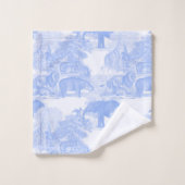 Blue Toile Oerwoud Animals Safari Chinoiserie Boy Bad Handdoek (Wasdoekje)