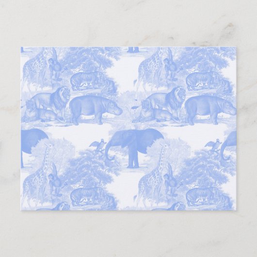 Blue Toile Oerwoud Animals Safari Chinoiserie Briefkaart (Voorkant)