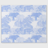 Blue Toile Oerwoud Animals Safari Chinoiserie Cadeaupapier (Vlak)