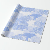 Blue Toile Oerwoud Animals Safari Chinoiserie Cadeaupapier (Uitgerold)