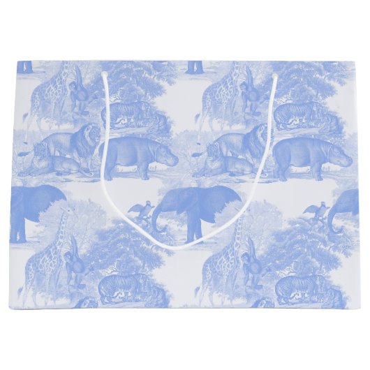 Blue Toile Oerwoud Animals Safari Chinoiserie Groot Cadeauzakje (Voorkant)