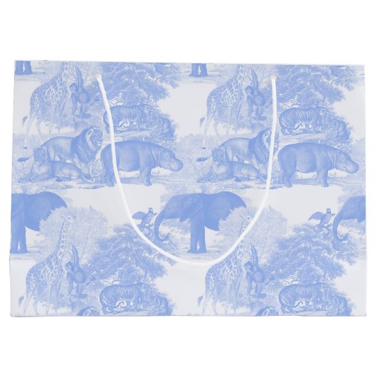 Blue Toile Oerwoud Animals Safari Chinoiserie Groot Cadeauzakje (Achterkant)