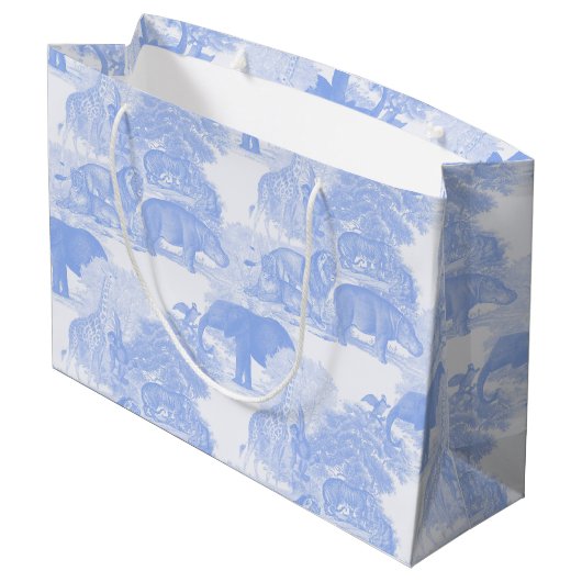 Blue Toile Oerwoud Animals Safari Chinoiserie Groot Cadeauzakje (Achterkant Gekanteld)