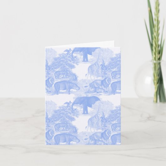Blue Toile Oerwoud Animals Safari Chinoiserie Kaart (Voorkant)