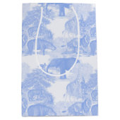 Blue Toile Oerwoud Animals Safari Chinoiserie Medium Cadeauzakje (Voorkant)