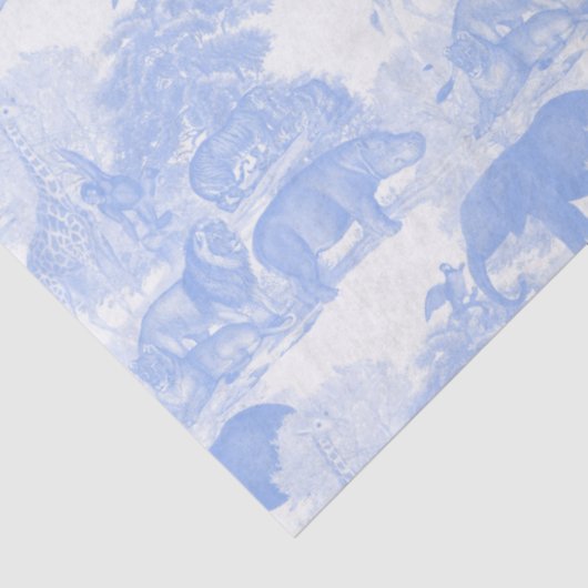 Blue Toile Oerwoud Animals Safari Chinoiserie Tissuepapier (Detail)