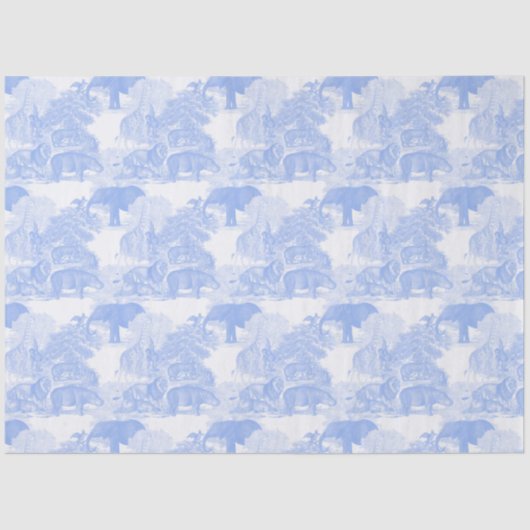 Blue Toile Oerwoud Animals Safari Chinoiserie Tissuepapier (Voorkant)