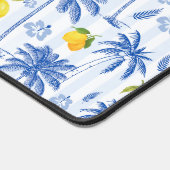 Blue Toile Palm Trees Lemons Pattern Bureaumat (Hoek)