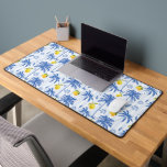 Blue Toile Palm Trees Lemons Pattern Bureaumat<br><div class="desc">Blue Toile Palm Trees Lemons Pattern Desk Mat. Bring a splash of tropical coastal charm to your home decor with this design featuring a light blue striped background adorned with sketched blue palm trees and vibrant yellow lemons. Add sophisticated elegance to your living space or office space with this unique,...</div>