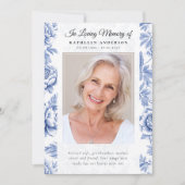 Blue Toile Photo Memorial Service Programma (Voorkant)