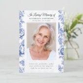 Blue Toile Photo Memorial Service Programma (Staand voorkant)