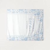 Blue Toile Porcelain Floral Bridal Shower Backdrop Wandkleed (Voorkant (horizontaal))