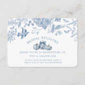 Blue Toile Pumpkin Bloemen Bruids Registry Informatiekaartje (Voorkant)
