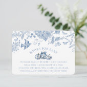 Blue Toile Pumpkin Books for Baby Invite Insert Informatiekaartje (Staand voorkant)