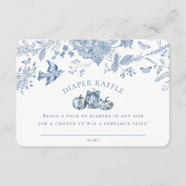 Blue Toile Pumpkin Diaper Raffle Invitation Insert Informatiekaartje