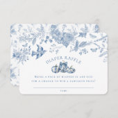 Blue Toile Pumpkin Diaper Raffle Invitation Insert Informatiekaartje (Voorkant / Achterkant)
