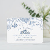 Blue Toile Pumpkin Floral Baby Registry Informatiekaartje (Staand voorkant)