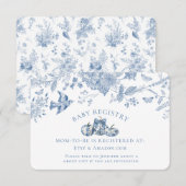 Blue Toile Pumpkin Floral Baby Registry Informatiekaartje (Voorkant / Achterkant)