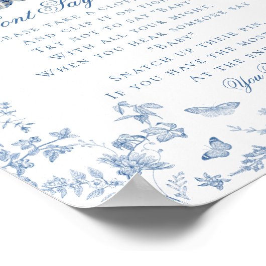 Blue Toile Pumpkin Franse Herfst Dont Say Baby Poster (Hoek)