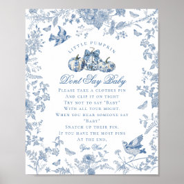 Blue Toile Pumpkin Franse Herfst Dont Say Baby Poster