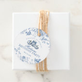 Blue Toile Pumpkin Franse Herfst Verjaardagskring Bedankjes Labels (In situ)